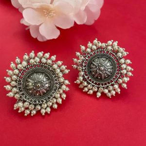 Silver Floral Stud Earrings